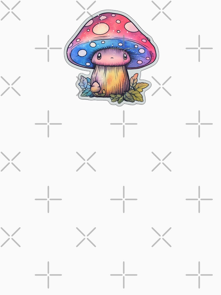 Sad Anime Mushroom | White Watercolour | Happy, Cute, Nature, Kawaii, Woods, Forest by FantasySoul