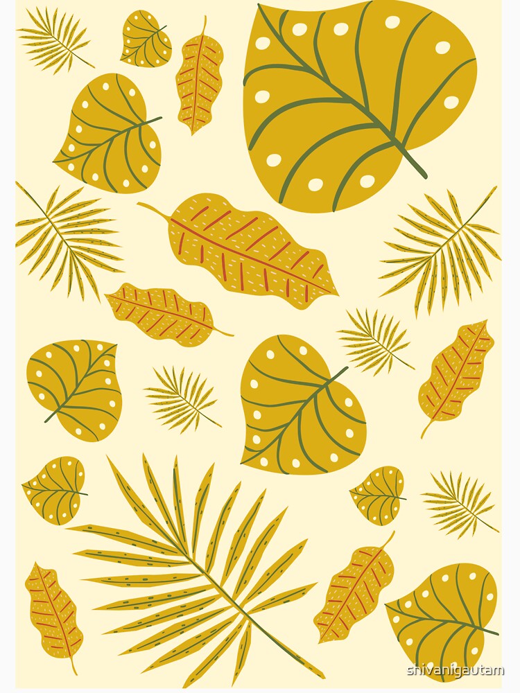 orange tropical leaves aesthetic print by shivanigautam