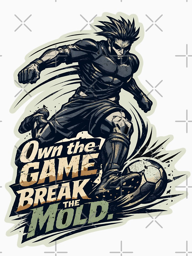 Own the Game Break the Mold Soccer Anime Striker - Dynamic Manga Football Player Graphic - Bold Athletic Motivational Quote Art for Soccer Fans & Egoist Striker Aesthetic Stickers by Vivaan Studio by Vivaan Studio