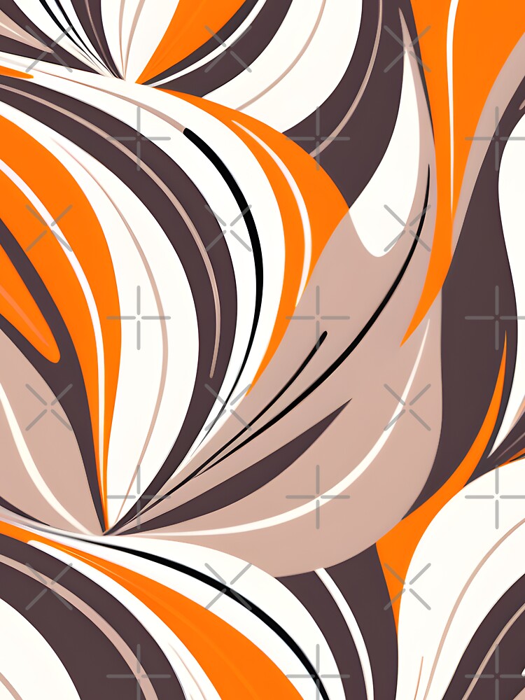 Mid Century Modern Abstract Botanical Taupe, Tangerine, Brown by Prints and Lifestyle