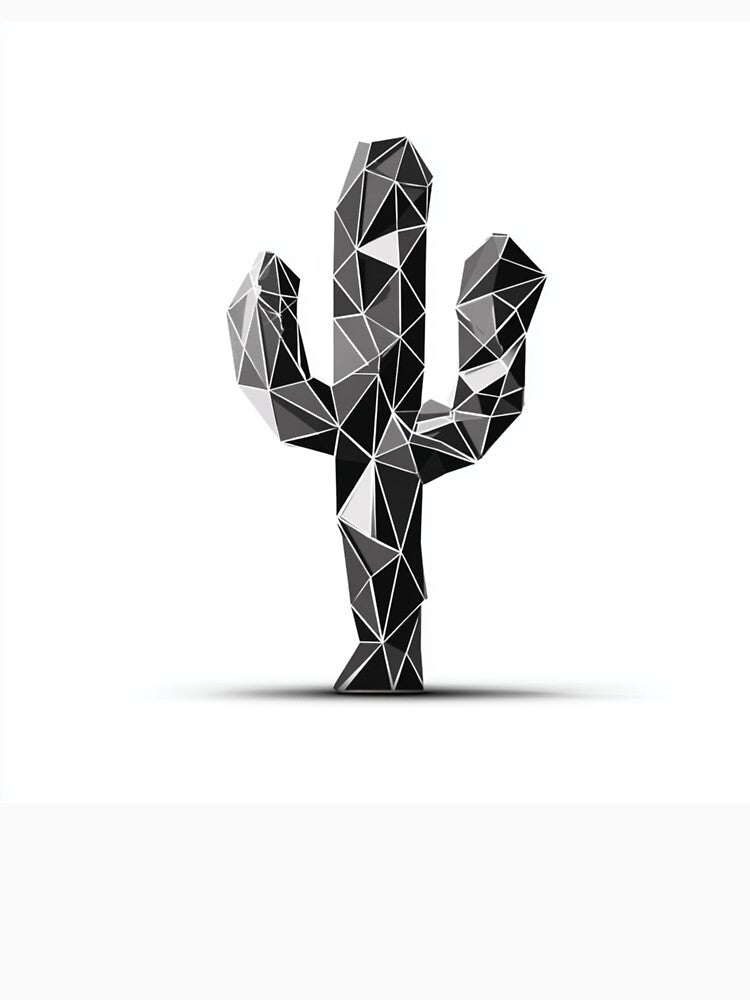 Bold Geometric Cactus Black | Minimalist Desert Plant Art by TypoArtPrints