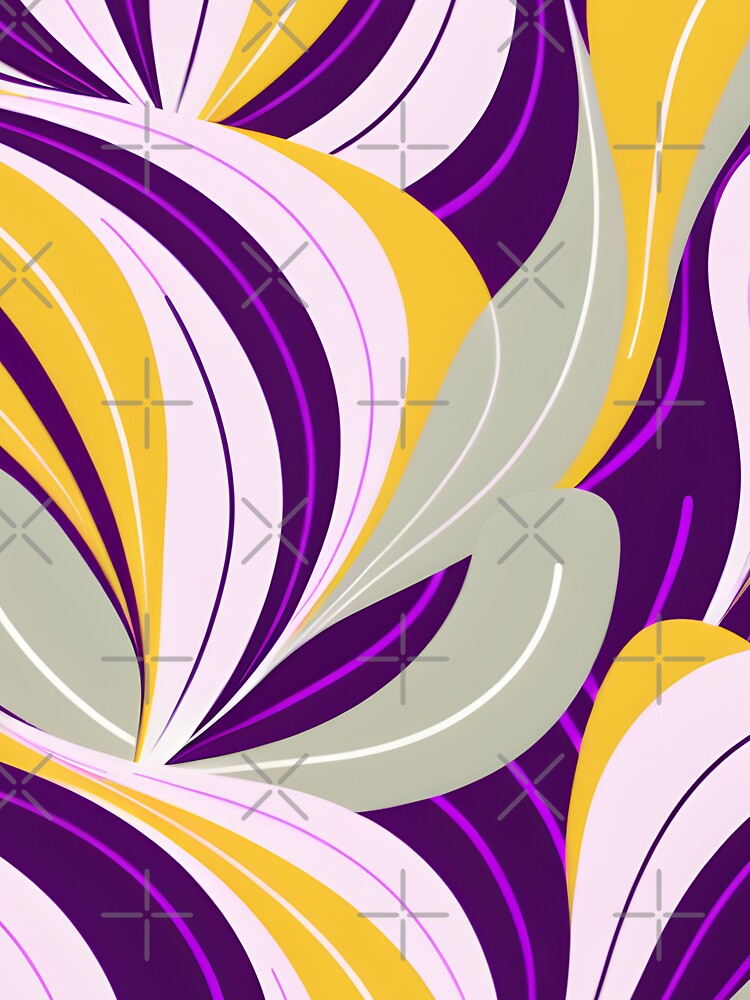 Mid Century Modern Abstract Botanical Yellow, Lilac by Prints and Lifestyle