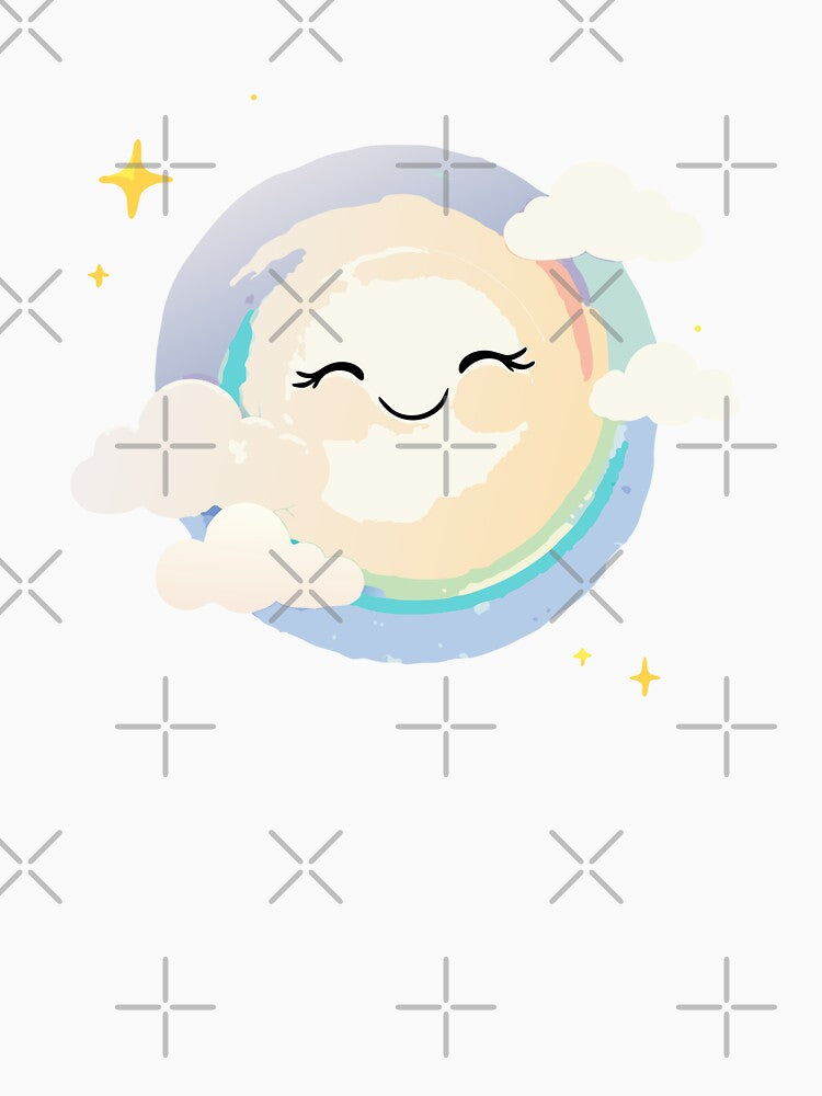 Cartoon Smiling Sun | Kawaii Sunshine with Clouds by NovaProArt