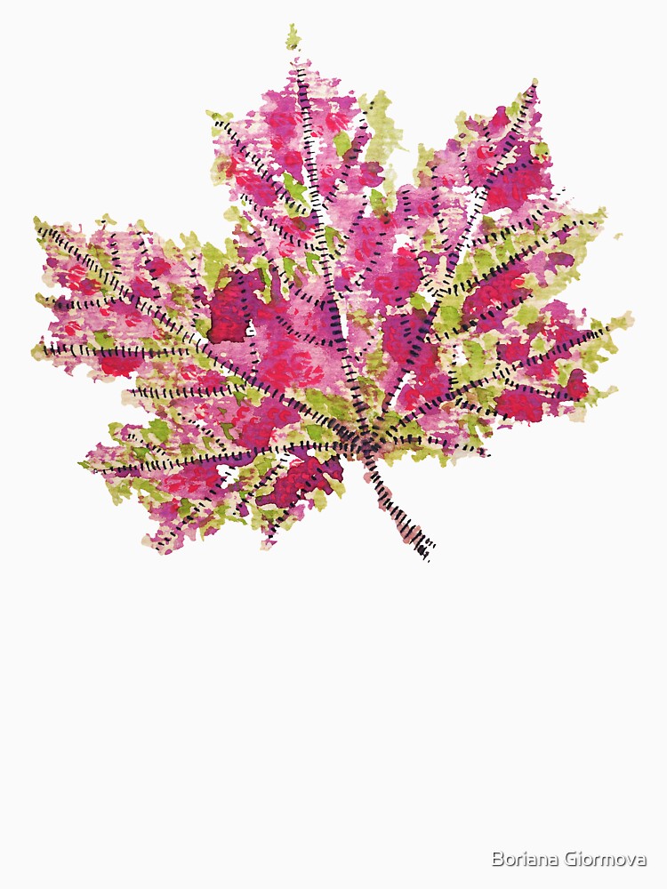 Colorful Watercolor Autumn Leaf by Boriana Giormova