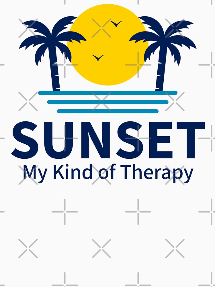 Sunset My Kind of Therapy - Beach Sunset Tropical Palm Tree Quote by Shape Snip Studio