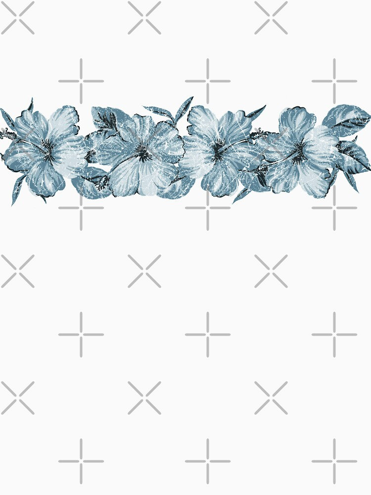 Lanai Distressed Hawaiian Hibiscus - Steel Blue by DriveIndustries