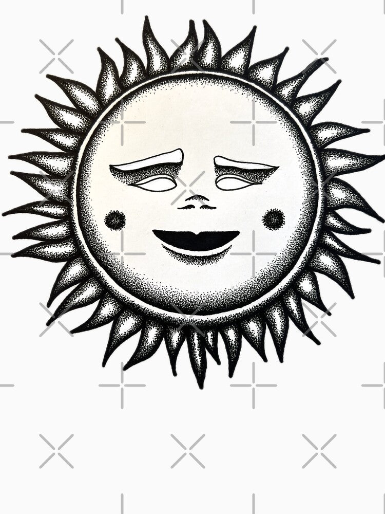 Black and White Smiling Sun by Skele-sketch