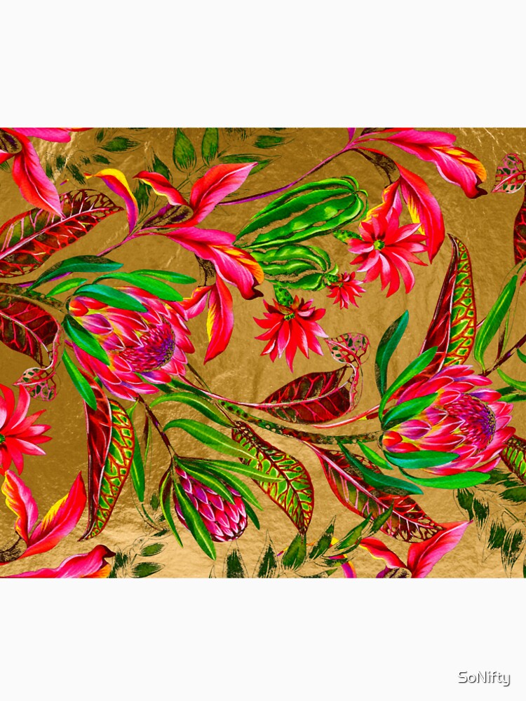 Gold Leaf Tropical Flowers by SoNifty