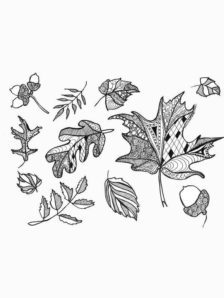 Fall autumn leaves zentangle art by FARFALLADORATA