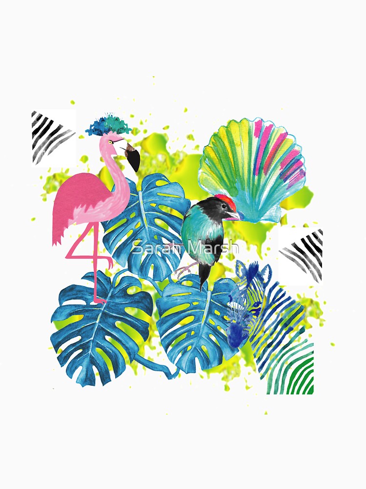 Flamingo, tropical pattern by Sarah Marsh