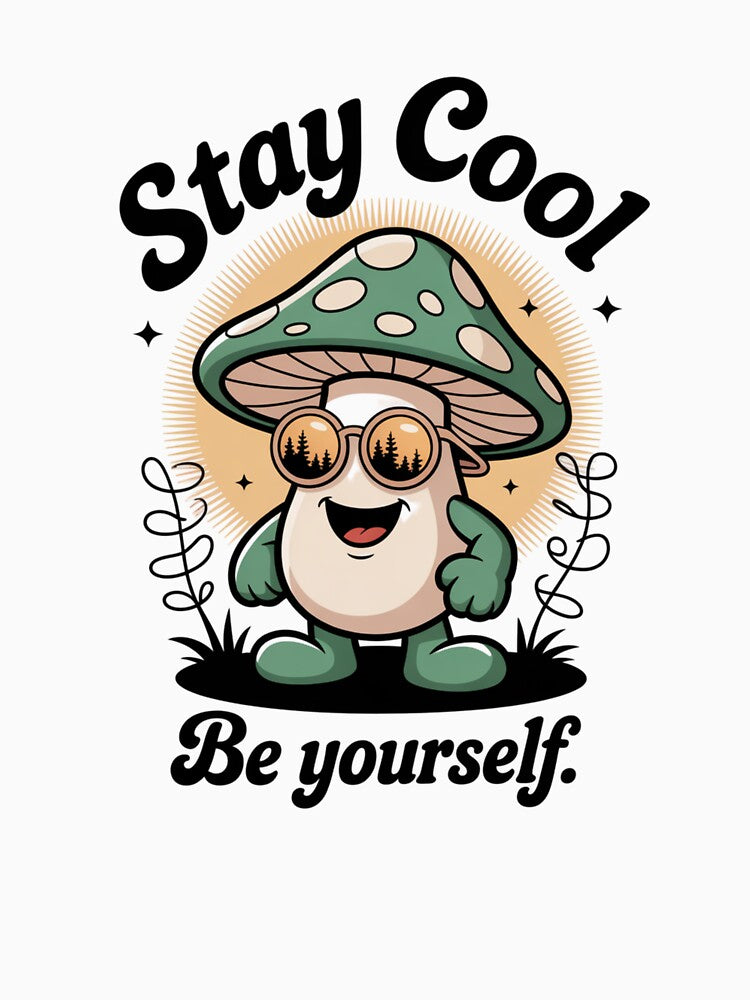 Stay Cool Retro Cartoon Mushroom Design by NavigatorStreet