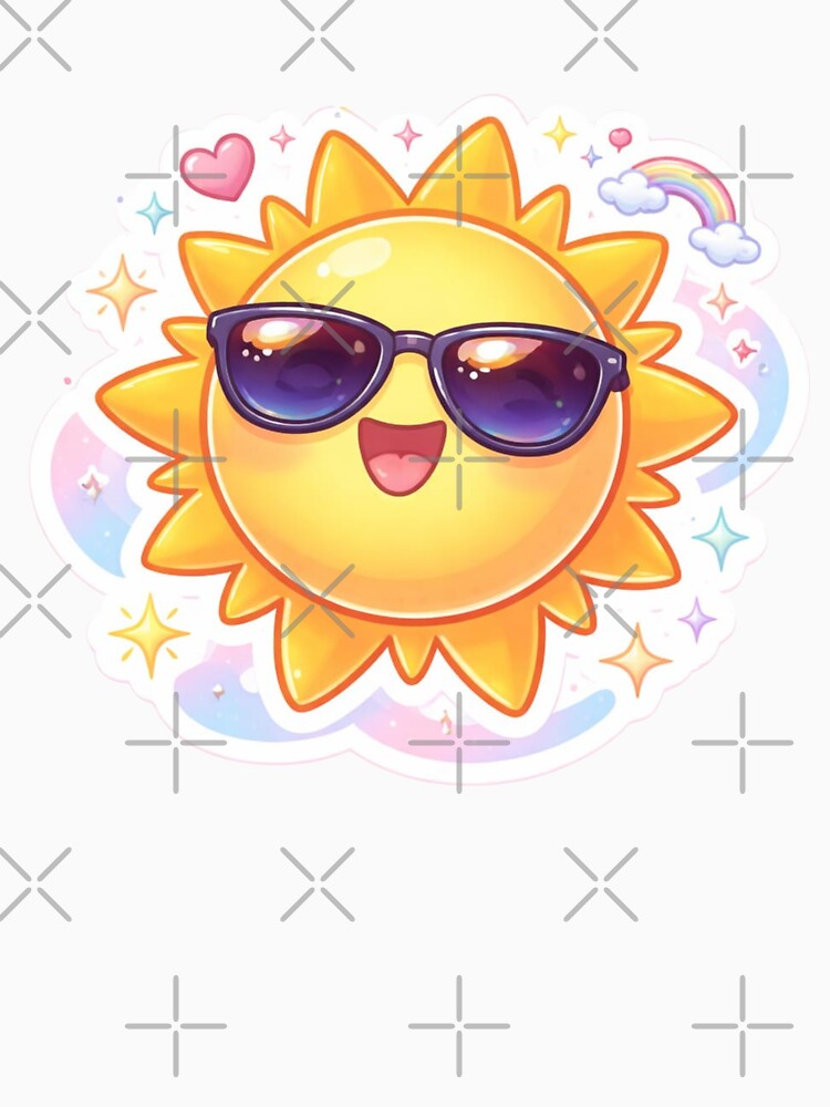 Cute Smiling Sun With Sunglasses | Kawaii Summer Aesthetic Sticker by Dasts Cart