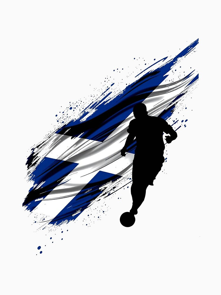 Dynamic Scotland Soccer Player Silhouette Saltire Art by PMTaurus