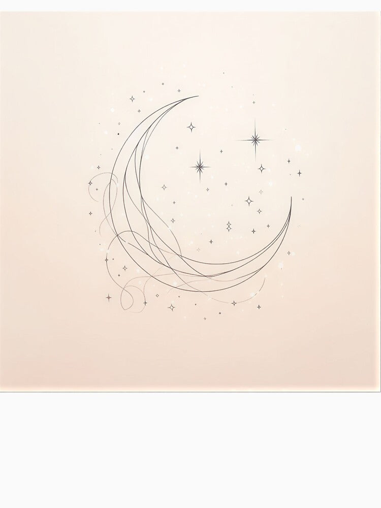 Minimalist Crescent Moon Line Art | Celestial Boho Moon Illustration by shopwithcare