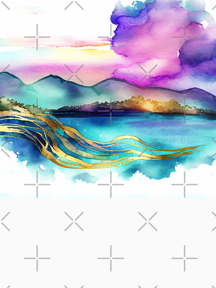Unforgettable Purple Teal Sunset Painting for Home Decor Digital Print by adlydesigns