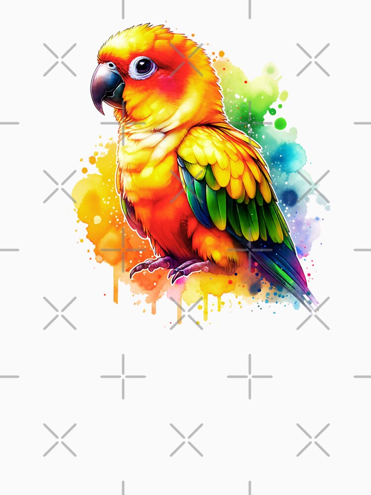 Watercolor Sun Conure Bird by TheAnimalZ00