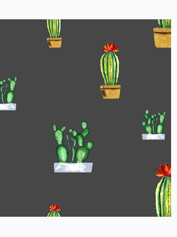 Cactus in pot seamless pattern a watercolor grey by Yana Mustafina | Boho Soulful Designs