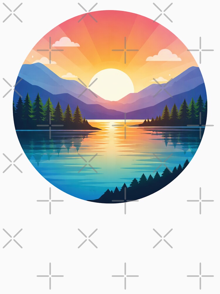 Vibrant Mountain Lake Sunrise With Pine Forest Reflections And Colorful Layered Horizon Glow by QuotinTs