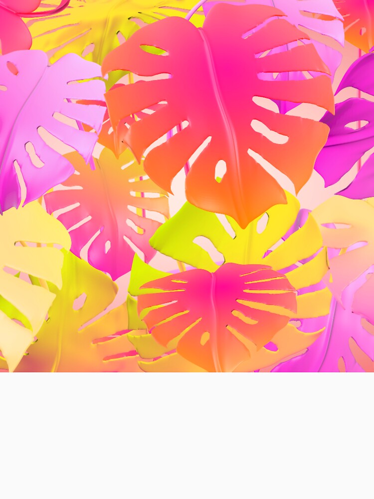 Colorful Tropical Jungle Leaves Pattern Design, Colorful Monstera Leaves by antevasinart