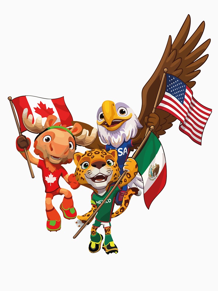 World Cup 2026 Mascots | USA Canada Mexico Cartoon Characters | Soccer Fans Design | Football Tournament Art by biribiridesigns