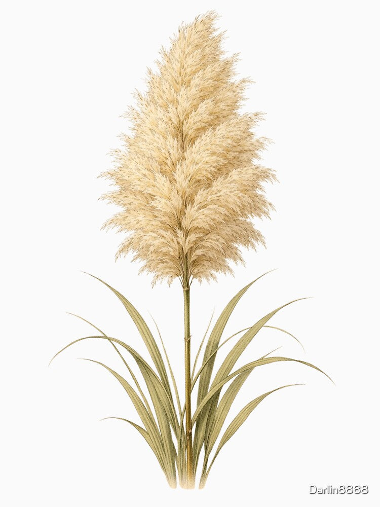 Vintage Pampas Grass Botanical Print - Cortaderia Selloana Antique Illustration by Darlin8888