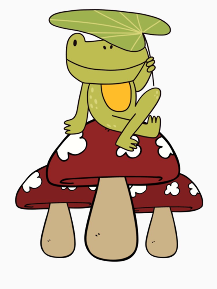 Cute Frog Sitting On A Mushroom, Frog Lover Gift, Cottagecore by GatheringPlace