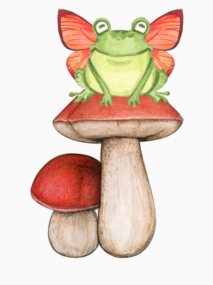 Cute Fairy Frog Sitting On A Mushroom, Frog Lover Gift, Fairycore, Cottagecore by GatheringPlace