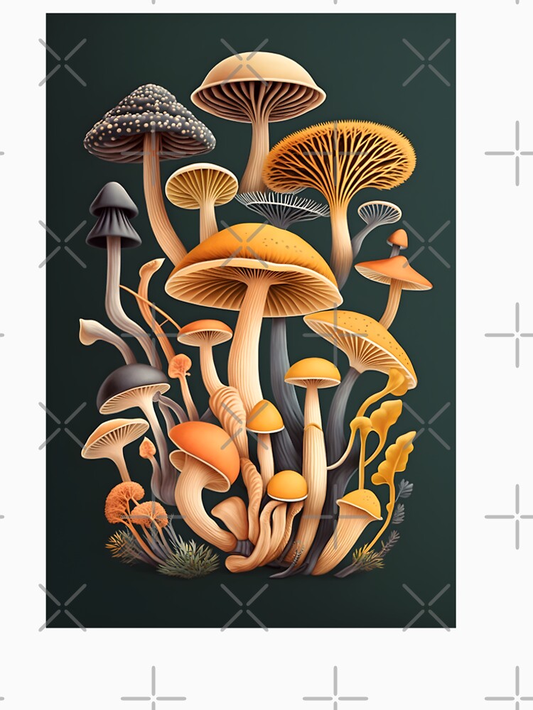 Botanical Mushroom, Boho Exotica, Bohemian Art by MonkStudio