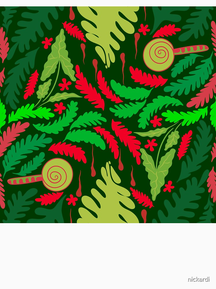 Green leaf pattern red and green color Christmas theme by nickardi