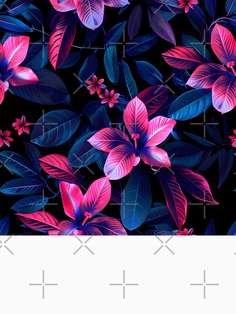 tropical pink and blue flowers print by dcrc