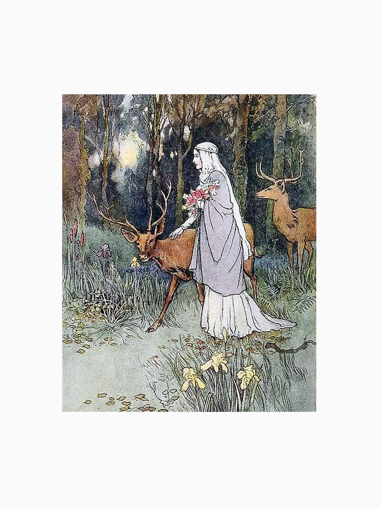 Aesthetic Young Girl with Deer by Eva Vincent