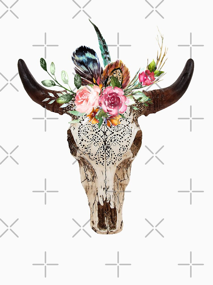 Bull Floral, Skull Floral, Boho Floral by Khalu