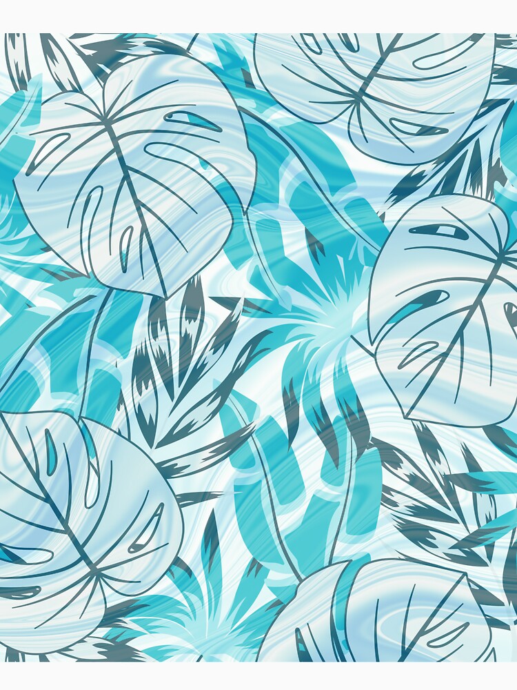 turquoise blue watercolor flower pattern by Beeroclock