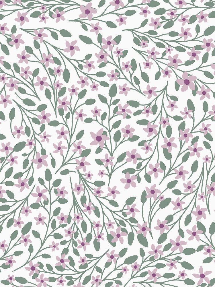 Pastel Green and Violet Floral Pattern by Kalite