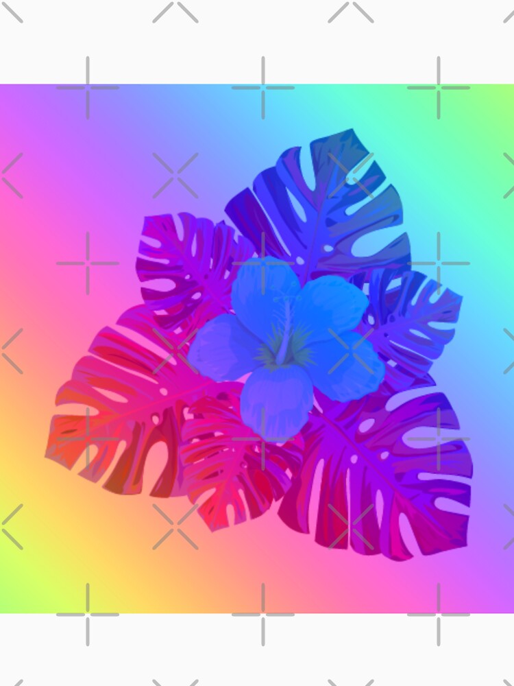 Tropical Rainbow Multicolor Hibiscus Leaves Blue Flower Purple Leaves by hearthearts