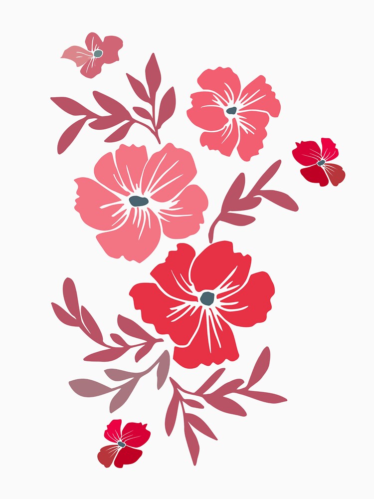 Red And Pink Hand Drawn Floral Pattern by mariamsol