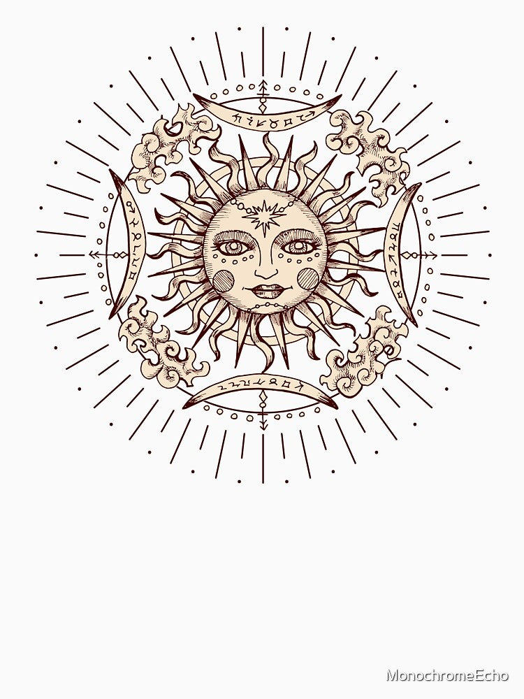 Mystic sun with face by MonochromeEcho