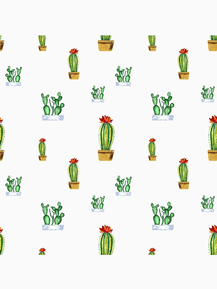Cactus in pot seamless pattern a watercolor by Yana Mustafina | Boho Soulful Designs
