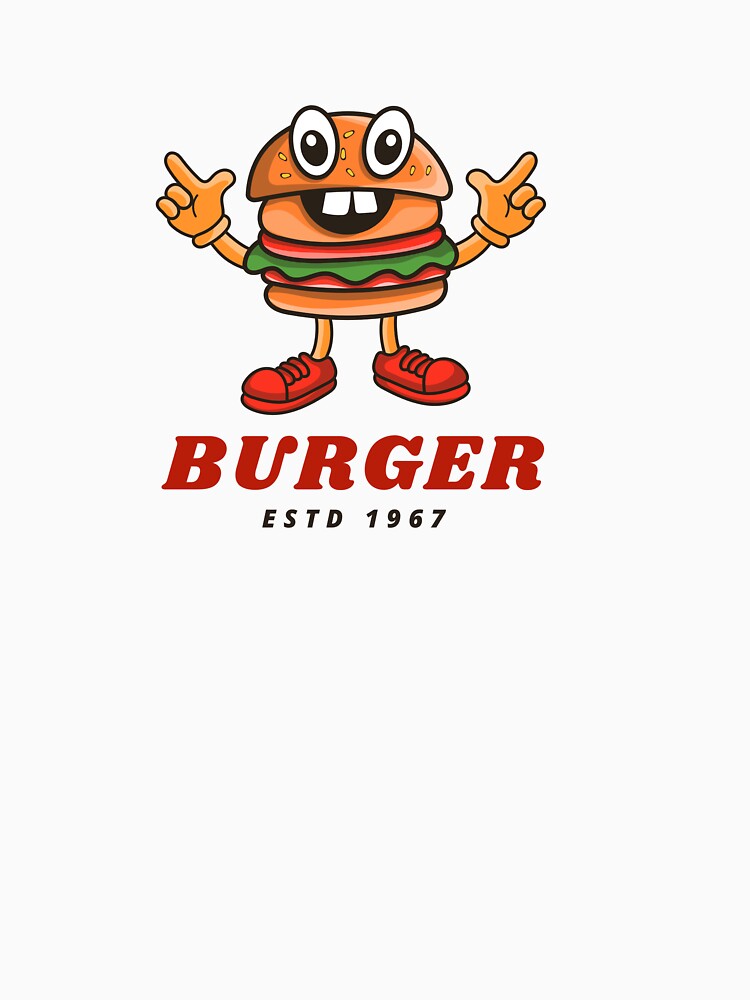 Cute Burger Mascot Cartoon – Funny Fast Food Character Design by JoyfulLilstudio