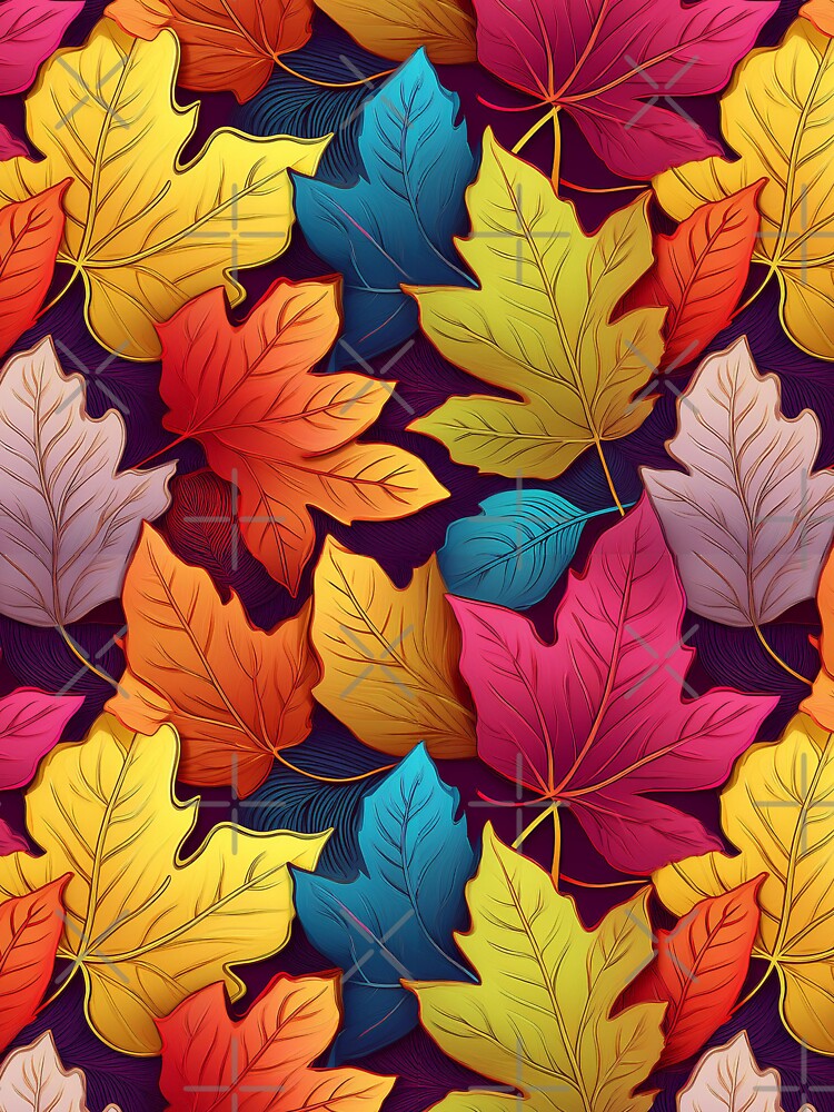 Autumn Charm: A colourful rustic pattern with leaves in earthy tones, creating a natural and organic feel. by Grang Art Artistic Designs