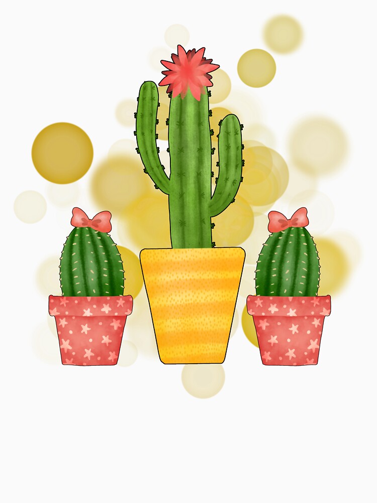 Three Smiling Potted Cacti – Cute Botanical Illustration by iamKRUK