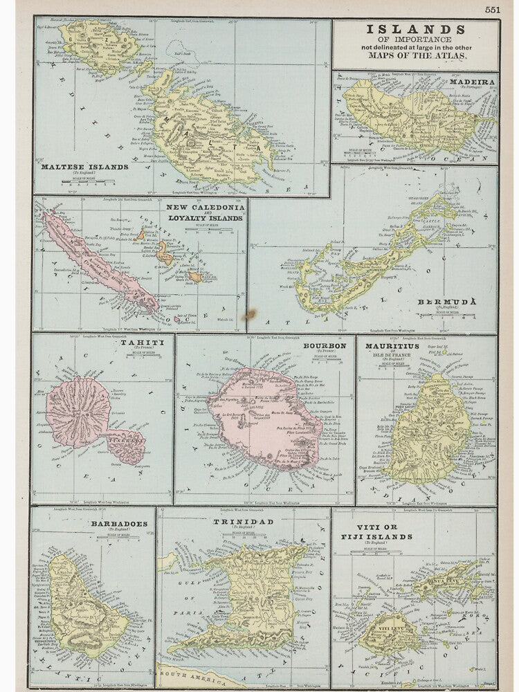 Vintage Map of Various Tropical Islands (1901) by BravuraMedia
