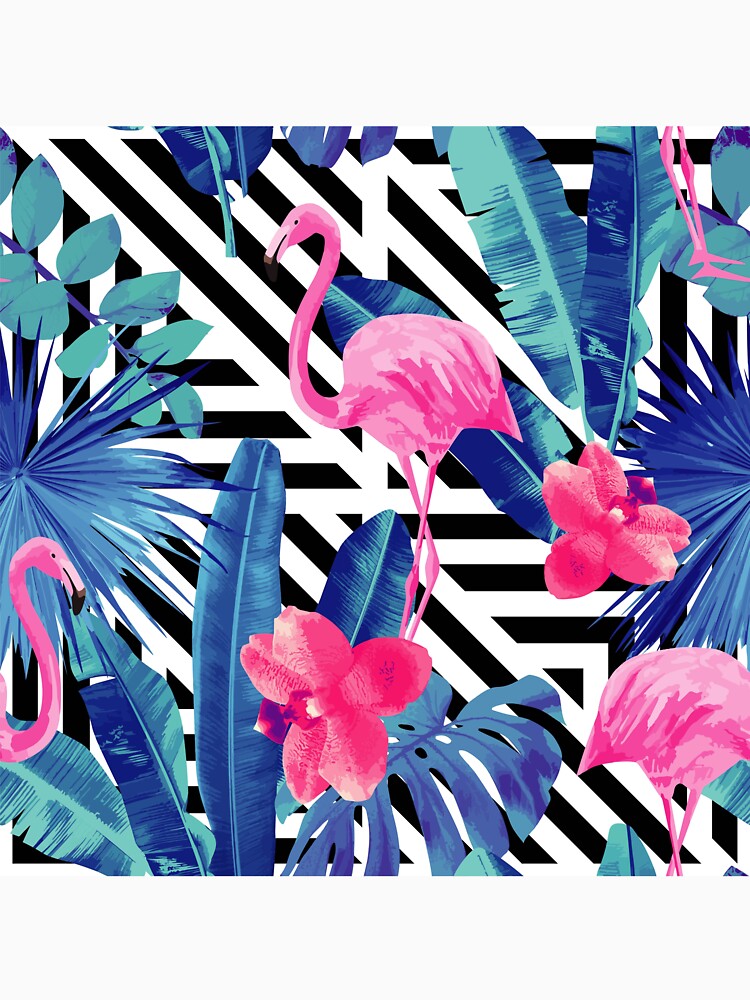 Pink Flamingo Tropical Jungle Leaf by newburyboutique