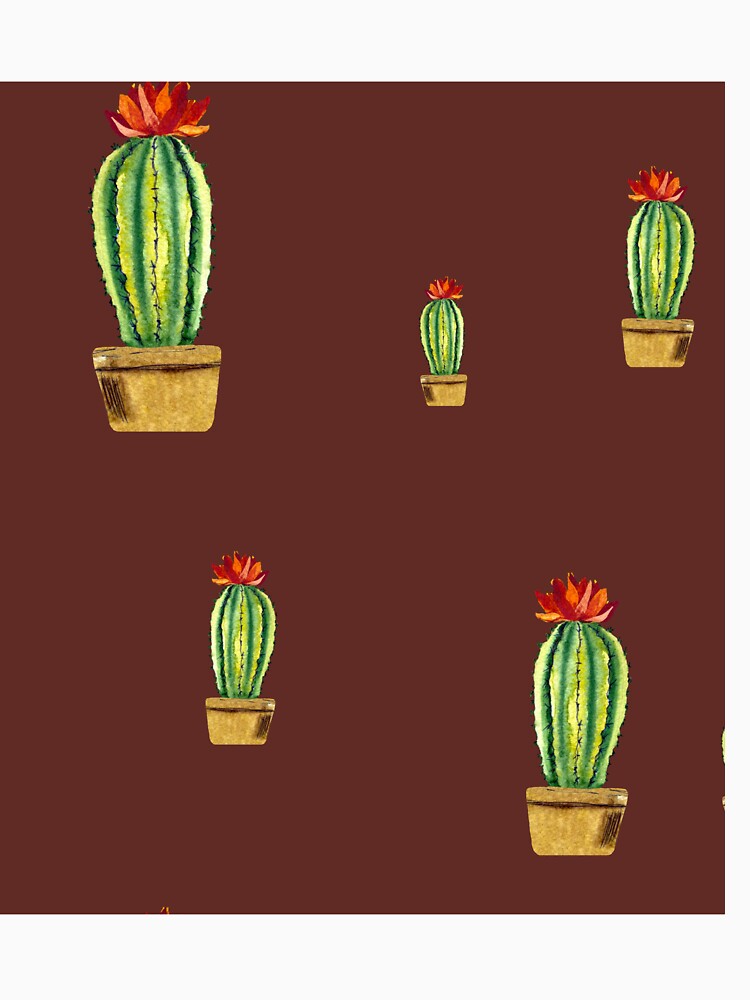 Cactus green red flower pattern watercolor sketch red by Yana Mustafina | Boho Soulful Designs