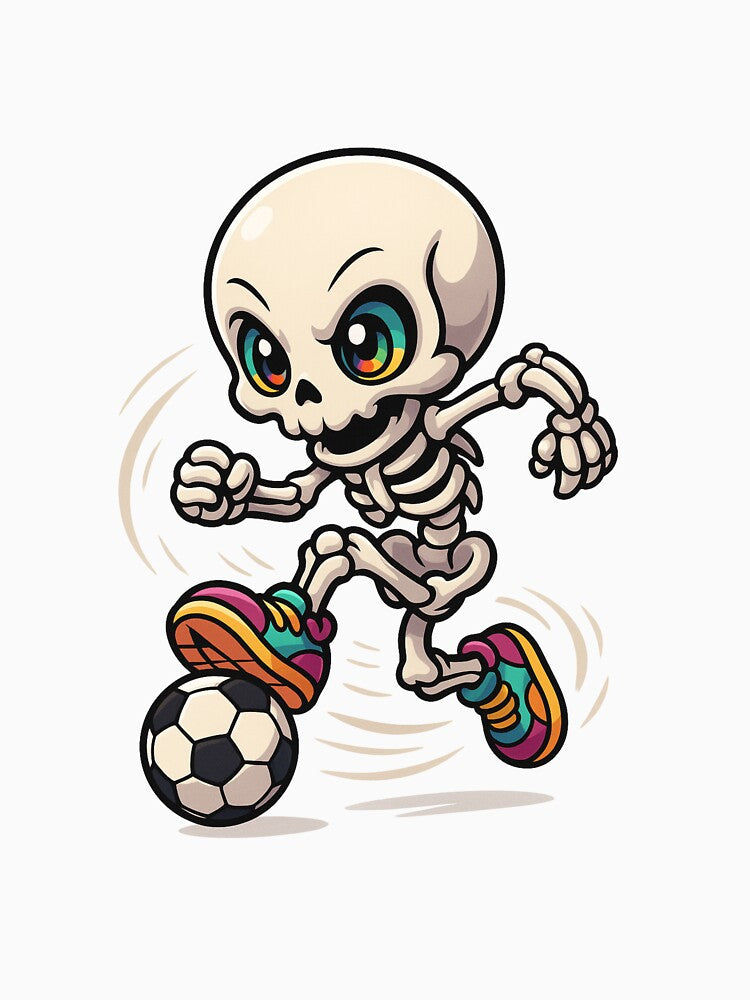 Skeleton Goalie Dive – Neon Glove Skull Save Art by ColorSplash123