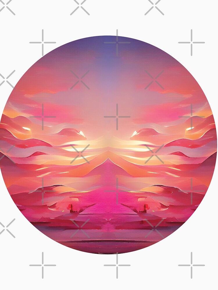 Pink n Blue Sunset Painting - cicular by Unaiza Khalid