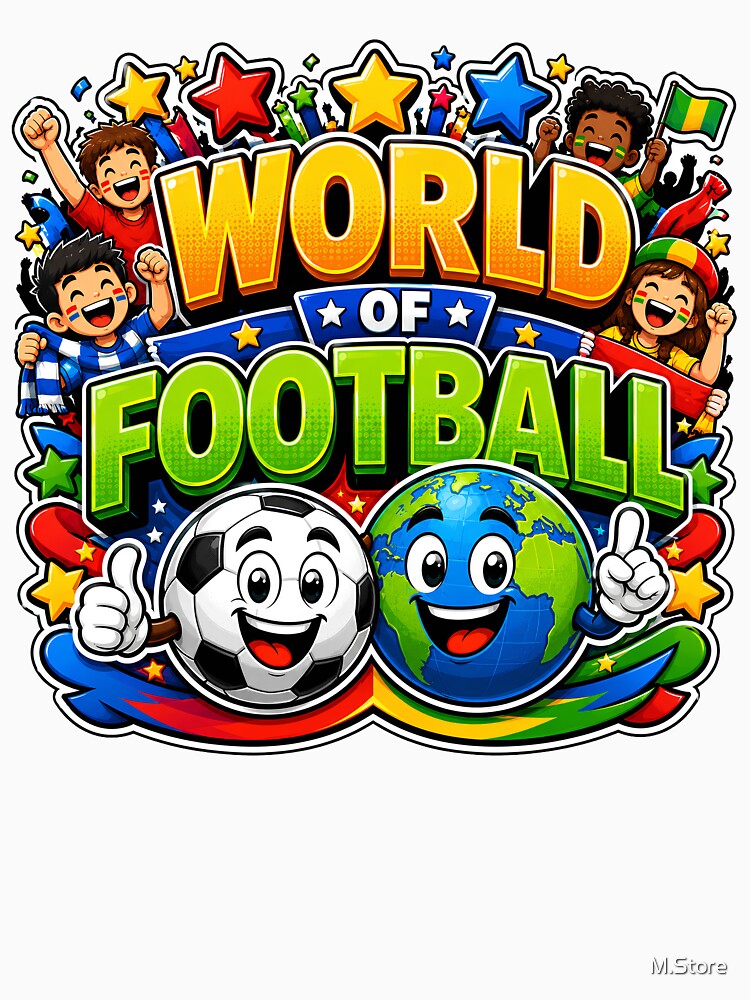 World of Football Cartoon Sticker | Cute Soccer Ball & Globe Mascot Sports Design by M.Store