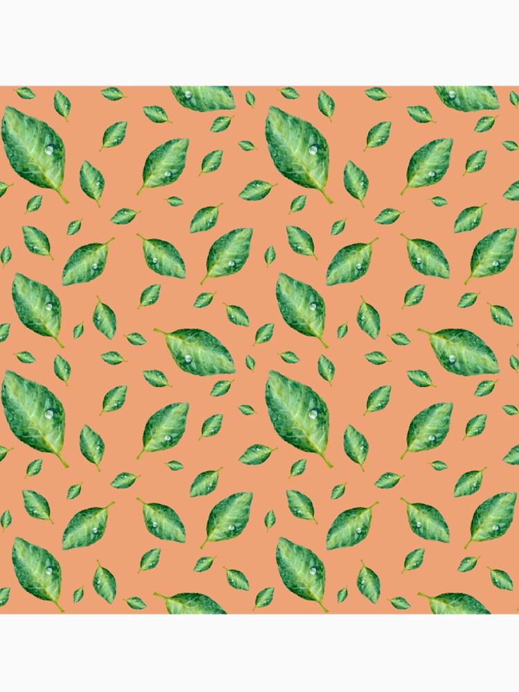 Green leaf with drop a seamless pattern peach by Yana Mustafina | Boho Soulful Designs