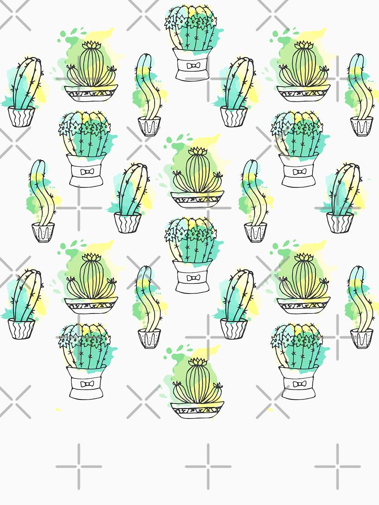 Cute cactus drawing and painted pattern by crazycollective