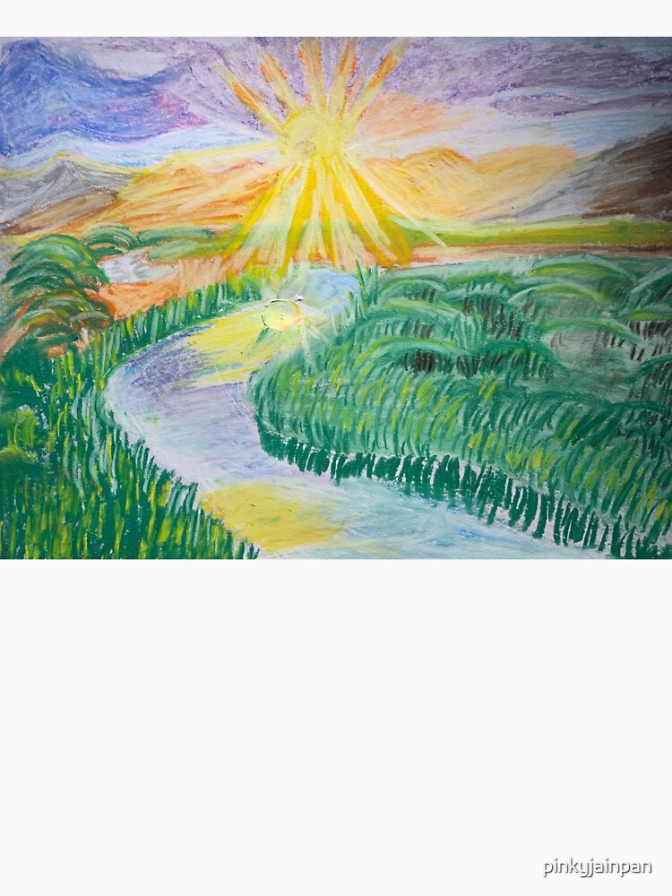 Sun Over Landscape With River by pinkyjainpan